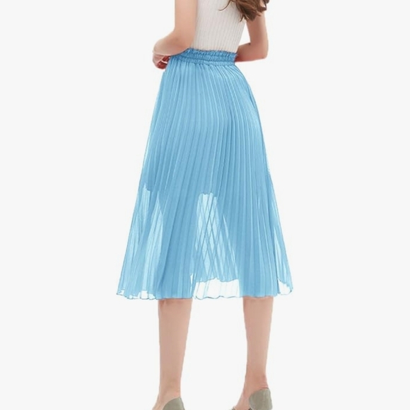 CHIC WOMEN'S PLEATED A LINE HIGH WAIST SWING FLARE MIDI SKIRT XL - Picture 7 of 9